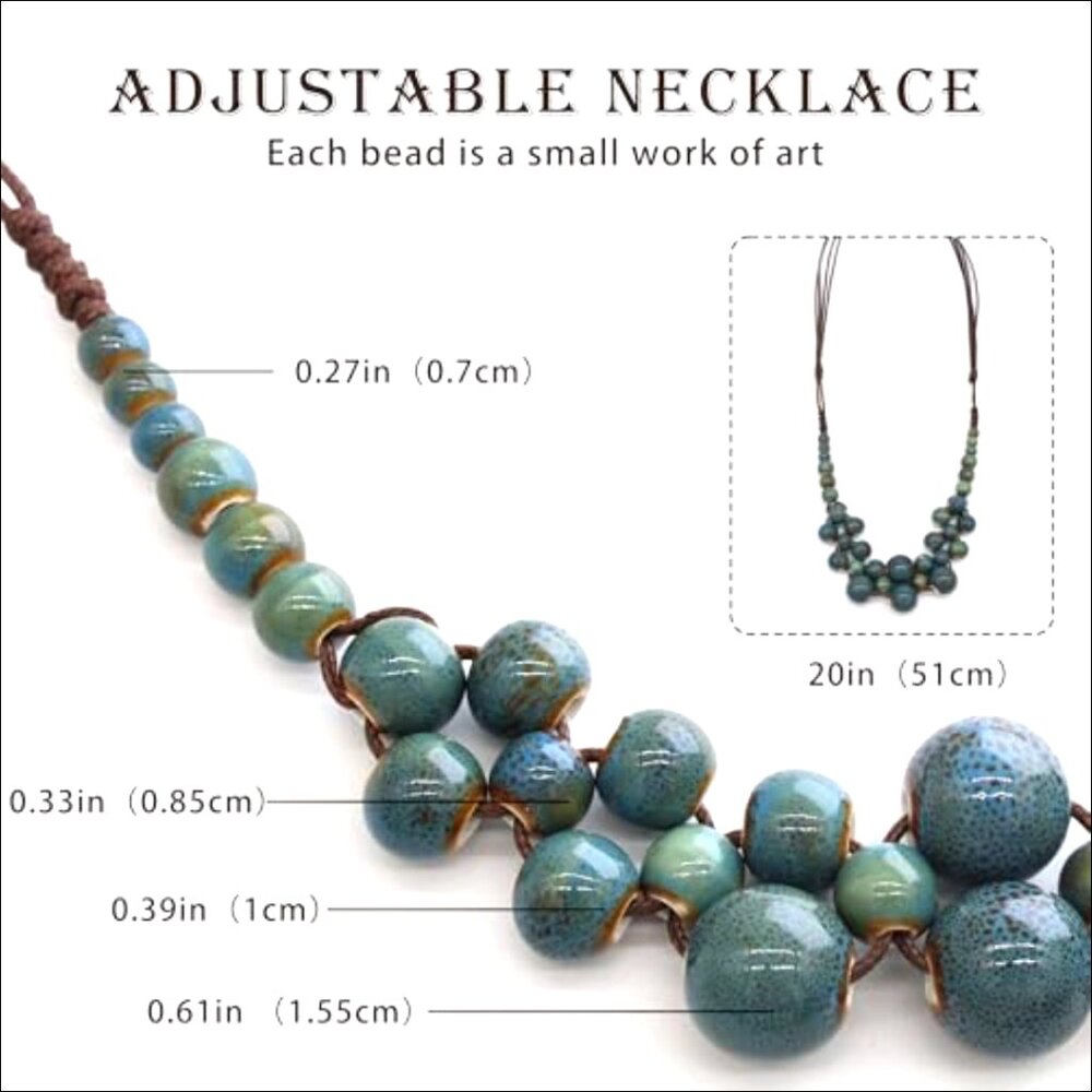 Adjustable Chunky Ceramic Beaded Statement Neckla… - image 3